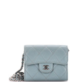 Classic Flap Card Holder on Chain Quilted Caviar Mini