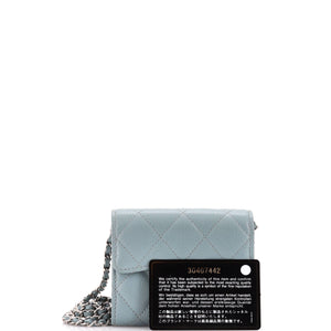 Classic Flap Card Holder on Chain Quilted Caviar Mini