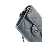 Classic Flap Card Holder on Chain Quilted Caviar Mini