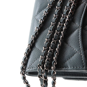 Classic Flap Card Holder on Chain Quilted Caviar Mini