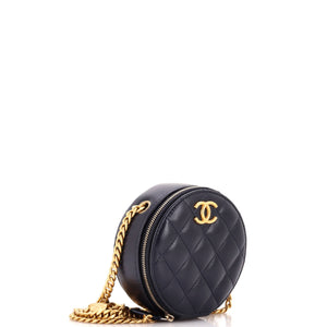 All Slide Long Round Clutch with Chain Quilted Lambskin