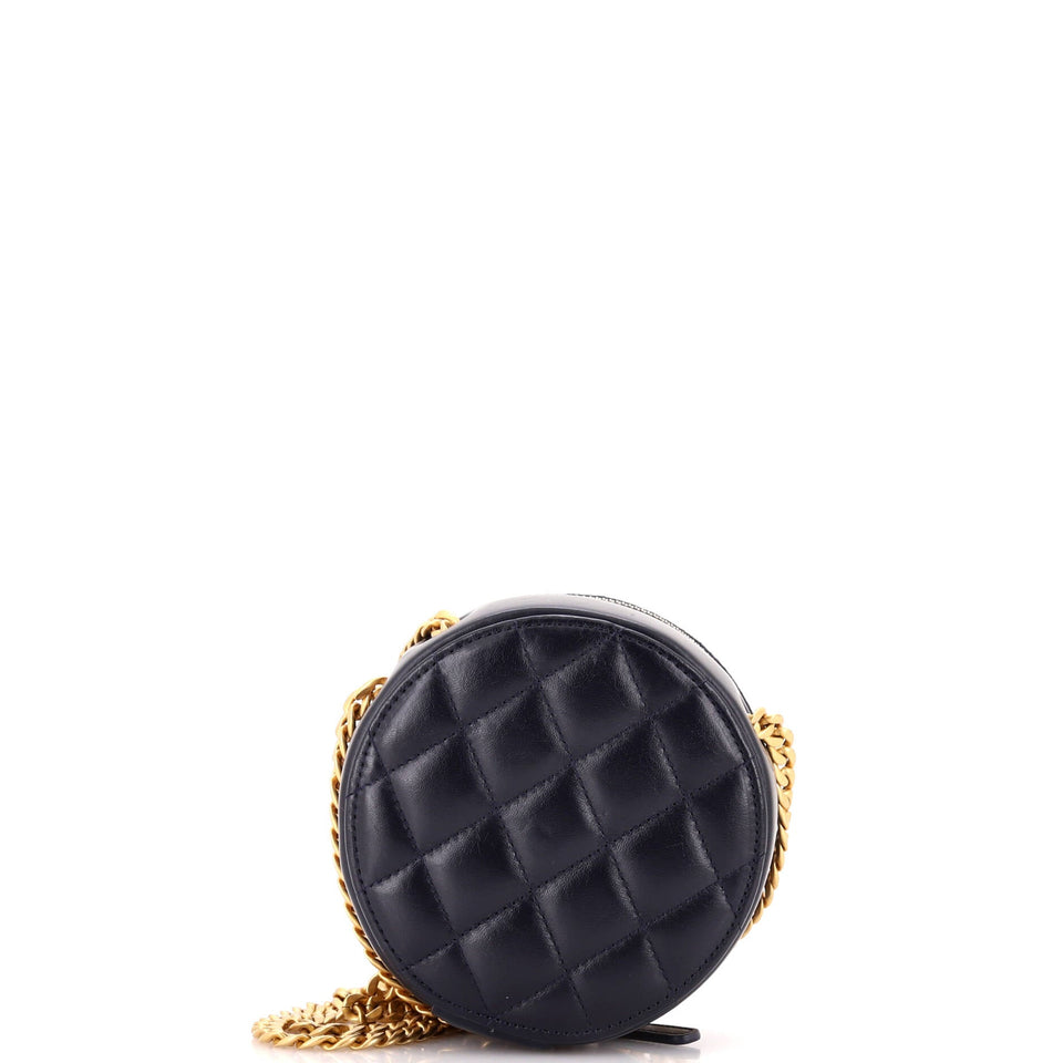 All Slide Long Round Clutch with Chain Quilted Lambskin
