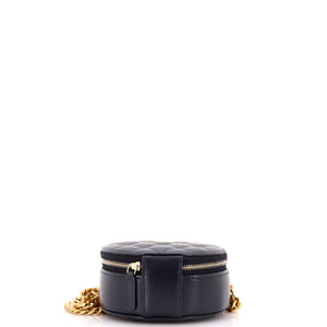 All Slide Long Round Clutch with Chain Quilted Lambskin