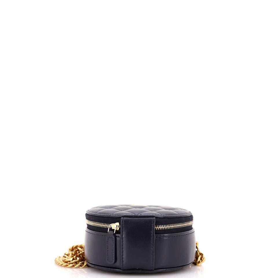 All Slide Long Round Clutch with Chain Quilted Lambskin