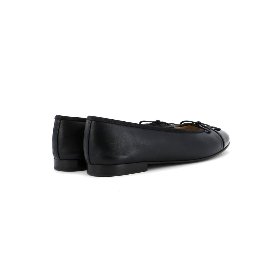 Women's CC Cap Toe Bow Ballerina Flats Leather and Patent