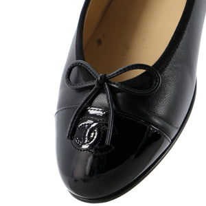 Women's CC Cap Toe Bow Ballerina Flats Leather and Patent