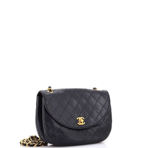 Vintage Round Flap Bag Quilted Lambskin Small