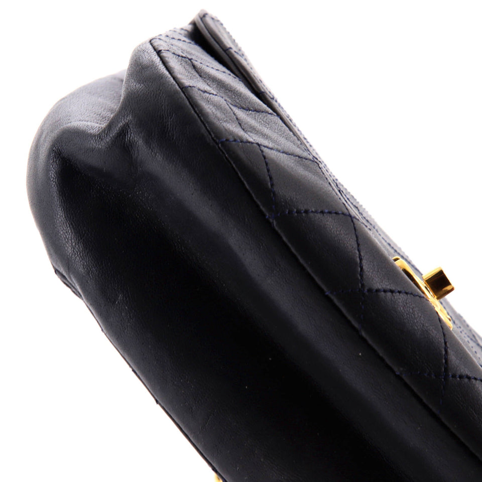 Vintage Round Flap Bag Quilted Lambskin Small