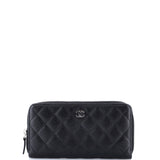 Zip Around Wallet Quilted Caviar Long