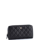 Zip Around Wallet Quilted Caviar Long