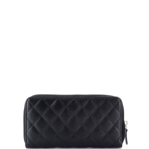 Zip Around Wallet Quilted Caviar Long