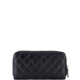 Zip Around Wallet Quilted Caviar Long