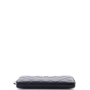 Zip Around Wallet Quilted Caviar Long
