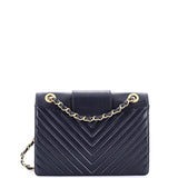 Collar and Tie Flap Bag Chevron Sheepskin Small