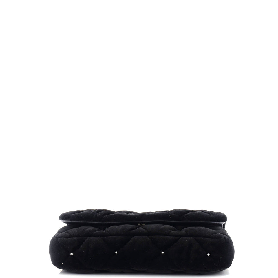 CC Chain Clutch Quilted Velvet with Crystals