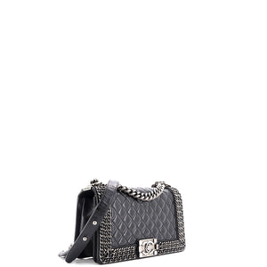 Chained Boy Flap Bag Quilted Glazed Calfskin Old Medium
