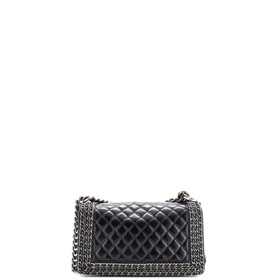 Chained Boy Flap Bag Quilted Glazed Calfskin Old Medium