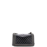 Chained Boy Flap Bag Quilted Glazed Calfskin Old Medium