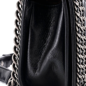 Chained Boy Flap Bag Quilted Glazed Calfskin Old Medium