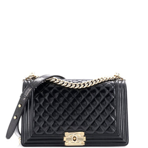 Boy Flap Bag Quilted Patent New Medium