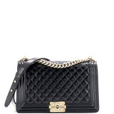 Boy Flap Bag Quilted Patent New Medium