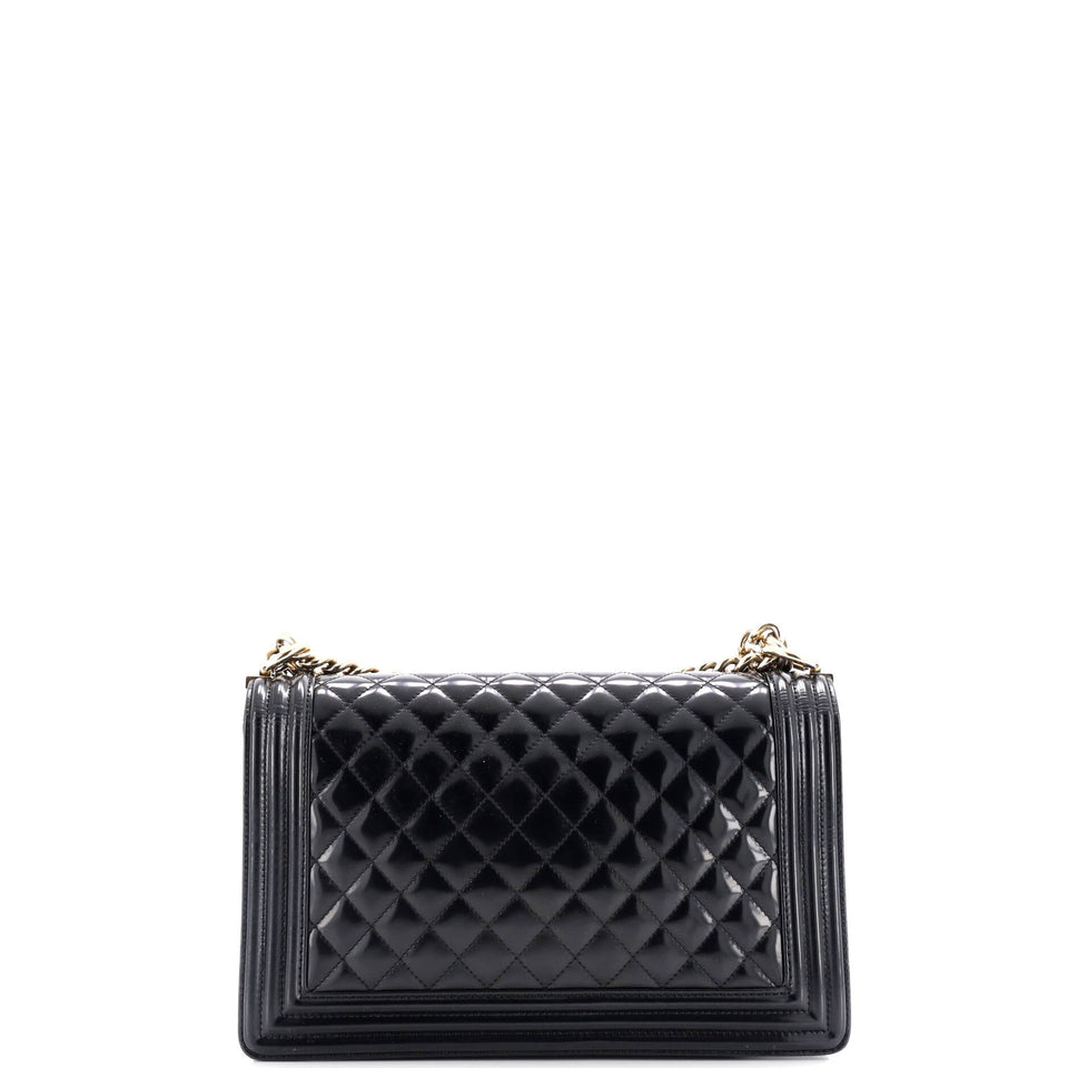 Boy Flap Bag Quilted Patent New Medium