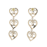 Coco In Love Triple Heart CC Drop Earrings Metal