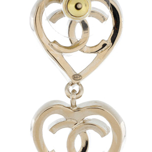 Coco In Love Triple Heart CC Drop Earrings Metal