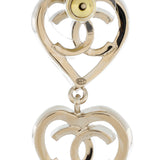 Coco In Love Triple Heart CC Drop Earrings Metal