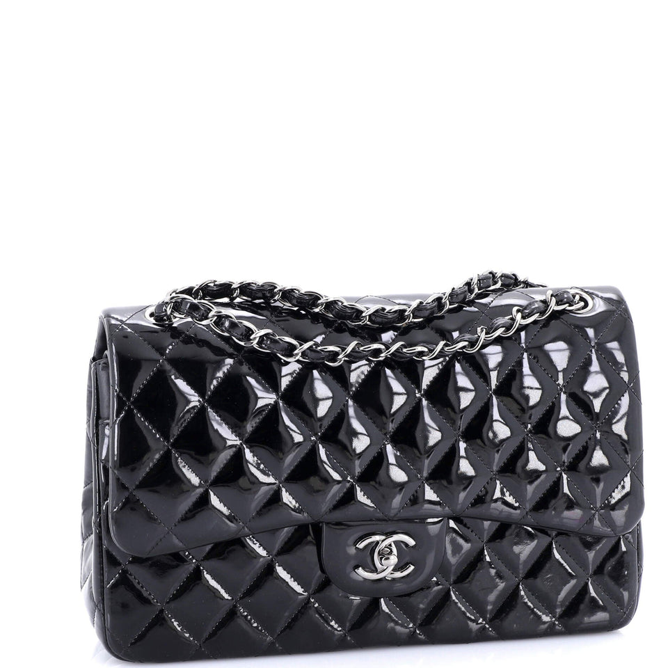 Classic Double Flap Bag Quilted Patent Jumbo