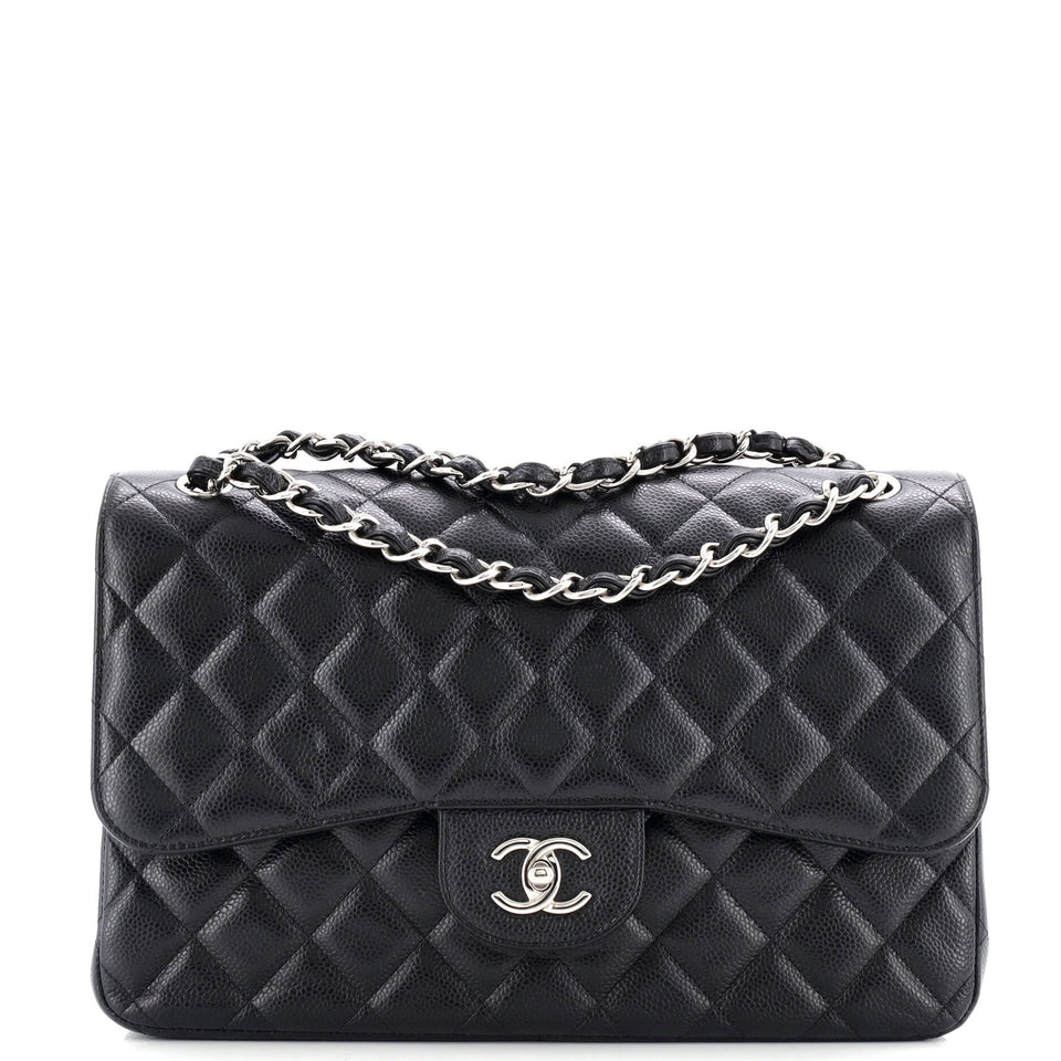 Classic Double Flap Bag Quilted Caviar Jumbo