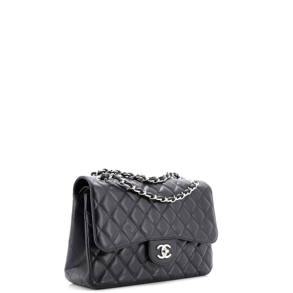 Classic Double Flap Bag Quilted Caviar Jumbo