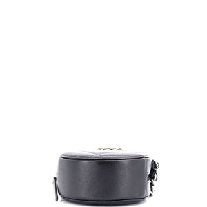 19 Round Clutch with Chain Quilted Leather
