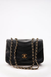Vintage Chanel Black Single Flap with 24k gold plated hardware