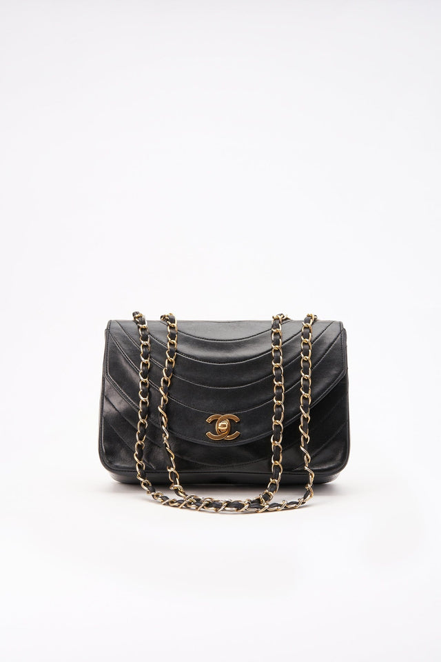 Vintage Chanel Black Single Flap with 24k gold plated hardware