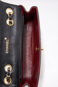 Vintage Chanel Black Single Flap with 24k gold plated hardware