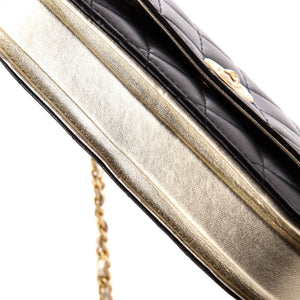 CC Pearl Button Wallet on Chain Quilted Lambskin