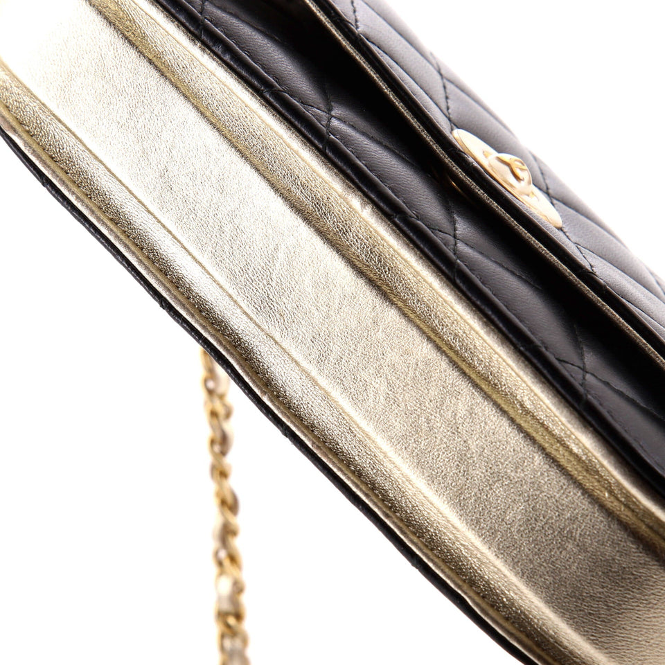 CC Pearl Button Wallet on Chain Quilted Lambskin