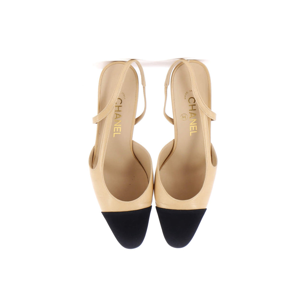 Women’s Cap Toe Slingback Pumps Leather