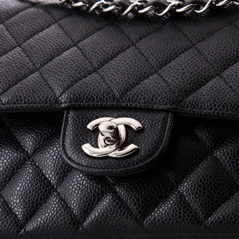 Classic Double Flap Bag Quilted Caviar Medium