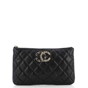 French New Wave O Case Pouch Quilted Caviar Small