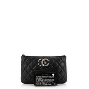 French New Wave O Case Pouch Quilted Caviar Small