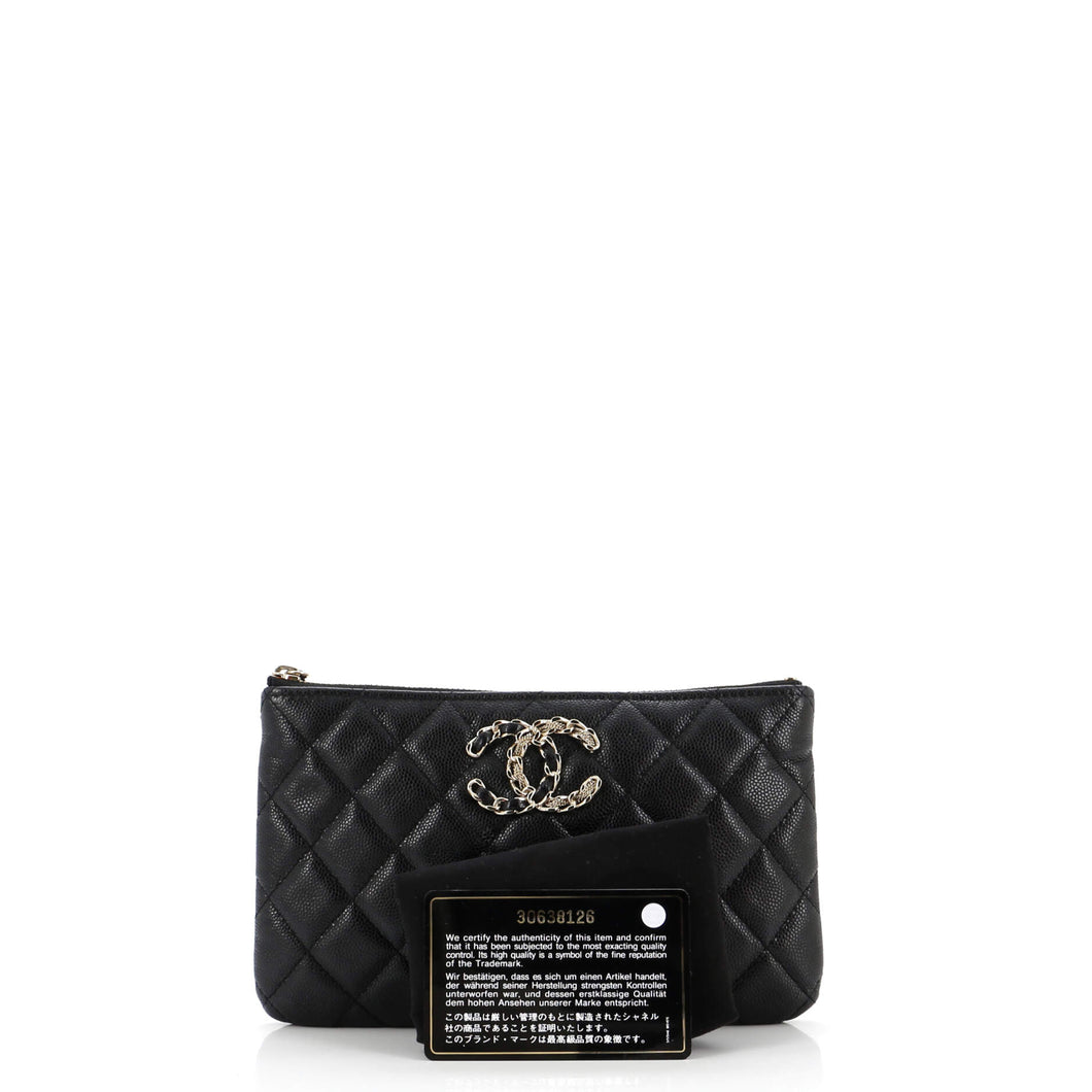 French New Wave O Case Pouch Quilted Caviar Small
