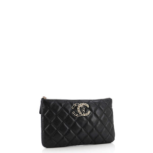 French New Wave O Case Pouch Quilted Caviar Small