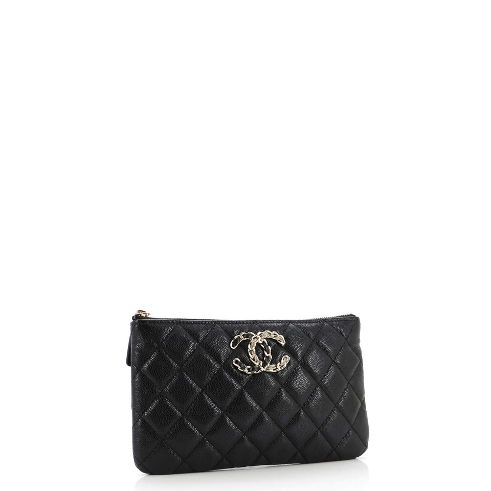 French New Wave O Case Pouch Quilted Caviar Small