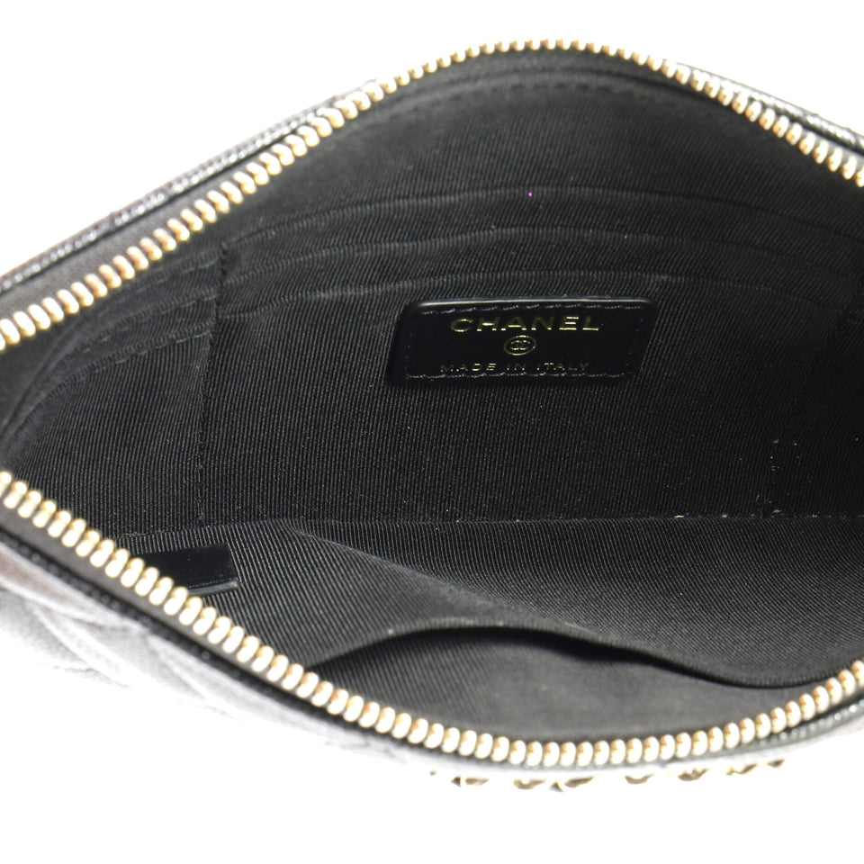 French New Wave O Case Pouch Quilted Caviar Small