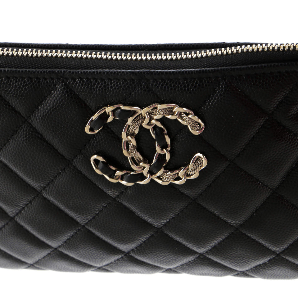 French New Wave O Case Pouch Quilted Caviar Small
