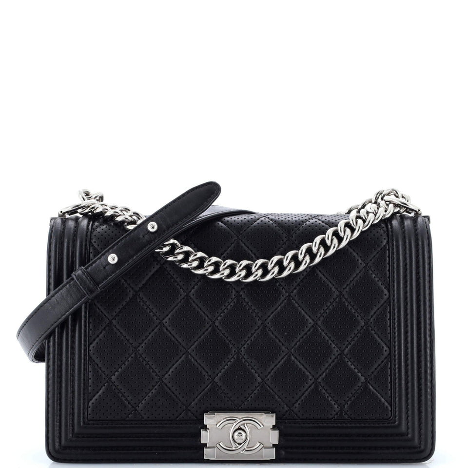 Boy Flap Bag Quilted Perforated Lambskin New Medium