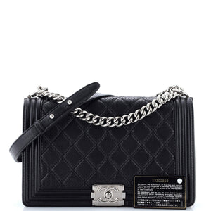 Boy Flap Bag Quilted Perforated Lambskin New Medium