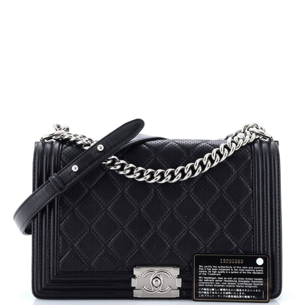 Boy Flap Bag Quilted Perforated Lambskin New Medium
